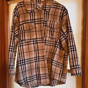 Tan and Black Plaid Shirt